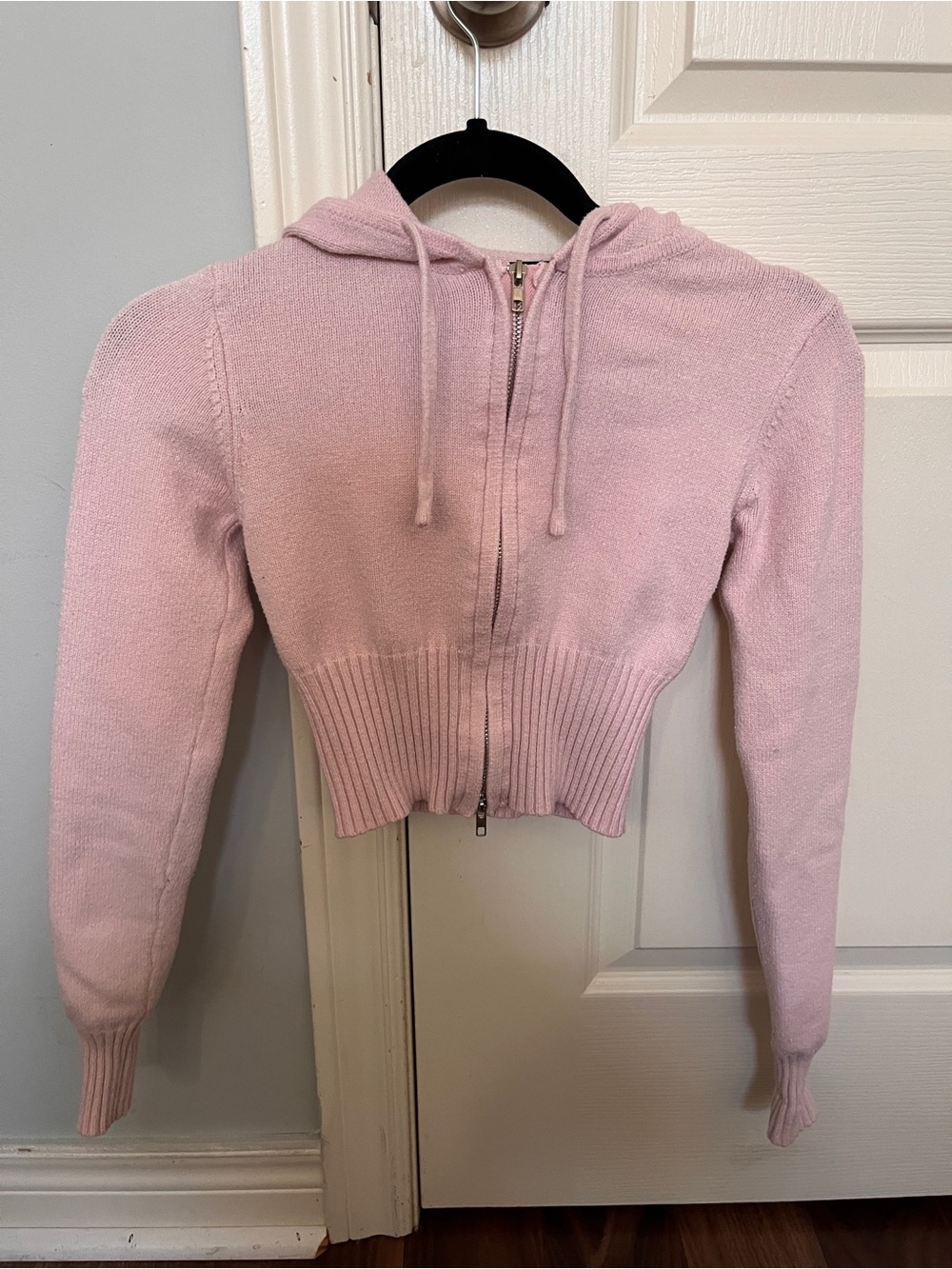 Edikted Pink Cropped Zip-Up Hoodie
